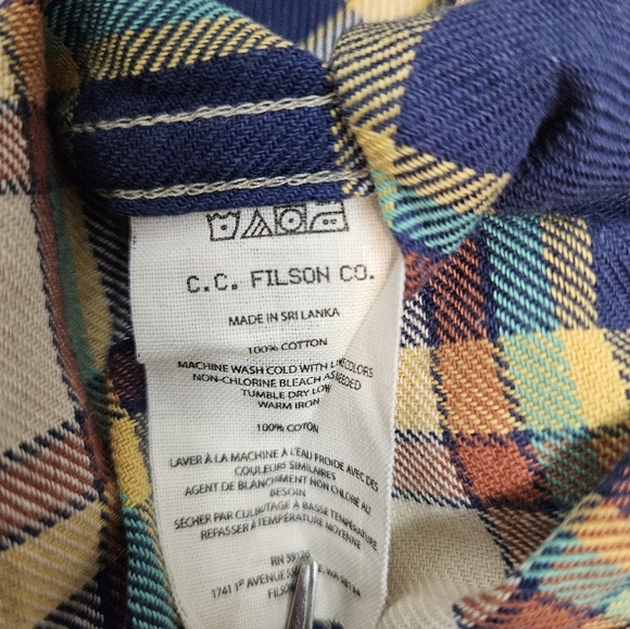 Filson Blue & Yellow Plaid Button Down Work Woven‎ Shirt Size XS Men's P22 - Picture 8 of 9